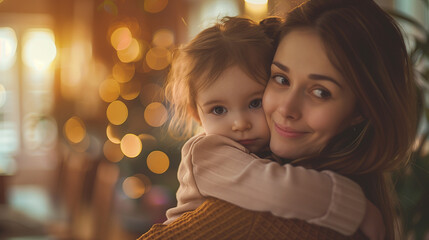 mother and daughter in the living room at Mother`s Day
