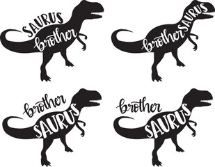4 styles brother saurus, family saurus, matching family, dinosaur, saurus, dinosaur family, tRex, dino, t-rex dinosaur vector illustration file