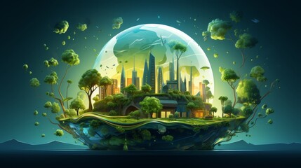 Eco-system illustration in trending Adobe Stock style