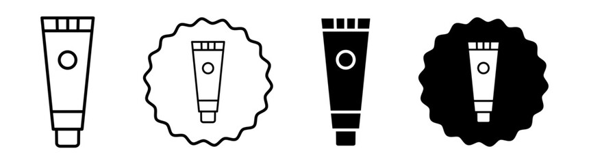Cream tube set in black and white color. Cream tube simple flat icon vector
