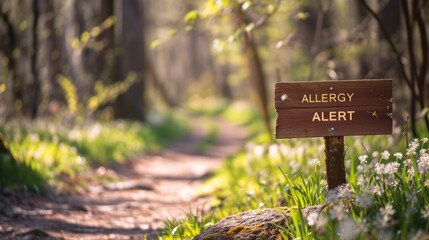 Message board in woods in allergy season. - 752638569