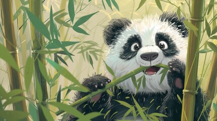 Charming panda illustration generative ai
