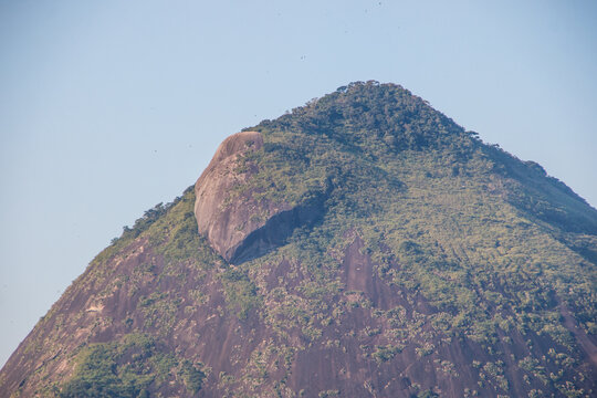 Maroca Stone (Morro dos Cabritos) seen from Rodrigo de Freitas Lagoon, in Rio de Janeiro.