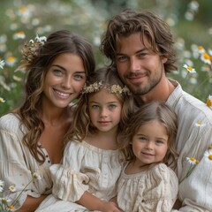 A joyful Easter Sunday family photo with a garden background and pastel outfits captures the essence of the day.
