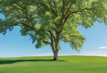 Fototapeta premium tree on green field