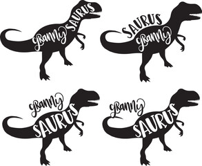 4 styles granny saurus, family saurus, matching family, dinosaur, saurus, dinosaur family, tRex, dino, t-rex dinosaur vector illustration file
