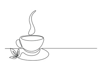 Coffee cup continuous single line drawing. Coffee shop logo. Vector illustration. Free vector