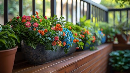 Gardening guru films tutorial on small-space balconies, greenery tips for urban gardening, vibrant and cheerful vibe. - obrazy, fototapety, plakaty