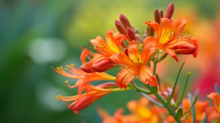 Obraz premium Orange Crocosmia in bloom generative ai