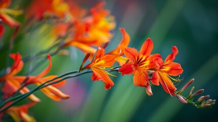 Orange Crocosmia in bloom generative ai