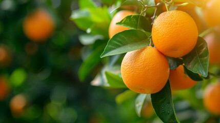 vibrant oranges growing on tree branches in orchard generative ai