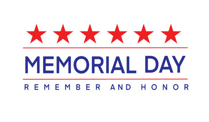 Memorial day blue red color star remember honor united state america usa flag country national celebration festival holiday military symbol banner object american freedom banner patriotic vector icon  - obrazy, fototapety, plakaty