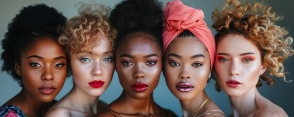 Inclusive beauty workshop, makeup artists teaching techniques for all skin tones, celebrating diversity and self-love, empowering and beautiful. - obrazy, fototapety, plakaty