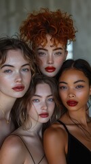 Obraz premium At the inclusive beauty brand launch event, diverse models showcased makeup, with a focus on representation and self-expression, all in an elegant setting.
