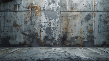 Greyish concrete wall in basement, with street wall style.