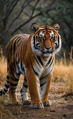Fototapeta premium Emblem of the Wild: The Majesty and Ferocity of the Tiger in Its Natural Realm