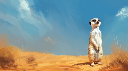 Curious meerkat illustration generative ai