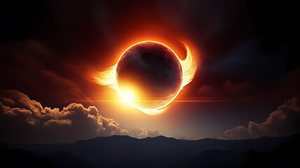 Obraz premium A solar eclipse creates a stunning celestial event that showcases the spectacular phenomena of the universe