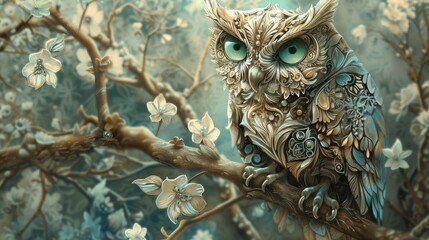 Enchanting owl illustration, generative ai