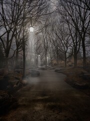 A creepy stroll thru the Music Garden Park during a winter morning in Toronto, Ontario, Canada