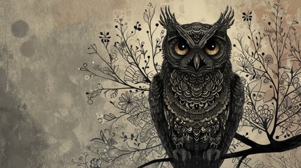 Enchanting owl illustration, generative ai