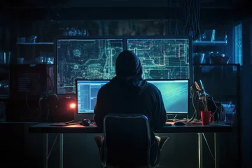 Foto op Aluminium An internet hacker is working hard to infiltrate a security system. © rabbit75_fot