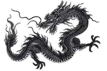 Photo sur Plexiglas Collage de graffitis Tatton design of Chinese zodiac dragon as the mythical animal in Eastern Asia culture.
