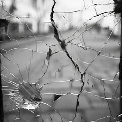 Monochrome Fracture: Glass Cracks and Lines