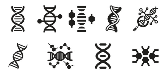 A set of DNA icons in trendy flat design
