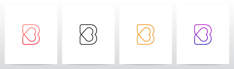 Outline Heart Inside Letter Initial Logo Design B © recehan