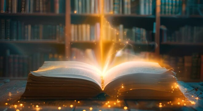 Spicy magic spell casting in an ancient library