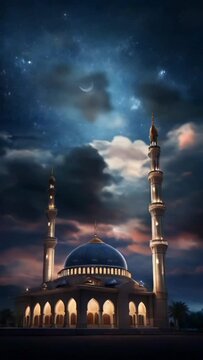 Islamic Background With Mosque And Beautiful Sky