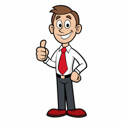 Happy Smiling Boss, Manager or Businessman Showing Thumbs Up Gesture