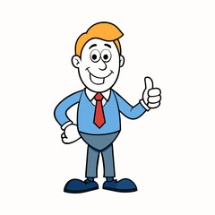 Happy Smiling Boss, Manager or Businessman Showing Thumbs Up Gesture