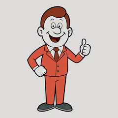 Happy Smiling Boss, Manager or Businessman Showing Thumbs Up Gesture