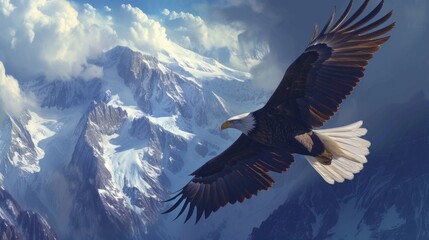 Fototapeta premium Majestic eagle illustration generative ai