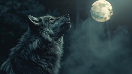 Mysterious wolf illustration generative ai