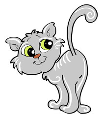 gray kitten on its back smiling