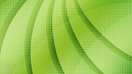 Bright fresh grass green modern background with halftone effect. Abstract botanical nature colors oval shapes with shadows texture for spring design, eco floral business concept