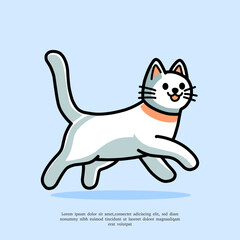 Cute Cat Running Cartoon Vector Icon Illustration. Flat Cartoon Style