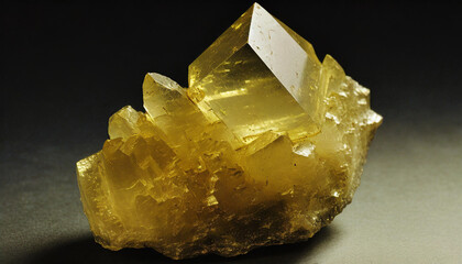 Yellow crystal, crystal, gemstone, cluster, close-up