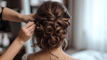 Fototapeta premium bride bridal bun hairstyle generative ai