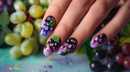 Grapes manicure. Generative AI