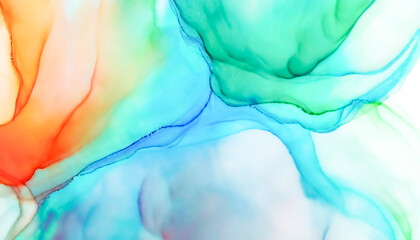 Image of rainbow-colored alcohol ink art on a green base