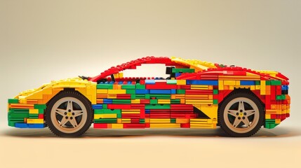car made of legos generative ai - obrazy, fototapety, plakaty