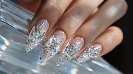 Crystal manicure. Generative AI