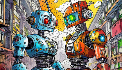 a robot, comic style of ai robot Artificial Intelligence