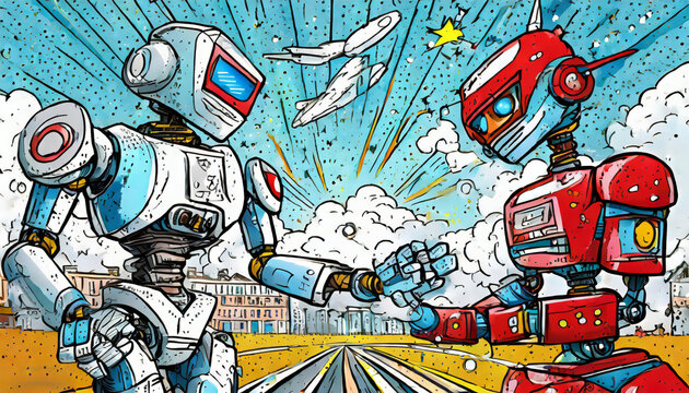 a robot, comic style of ai robot Artificial Intelligence