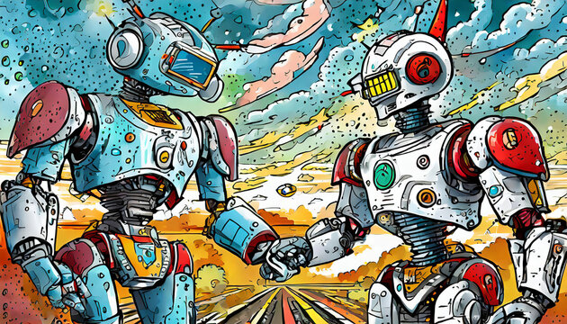 a robot, comic style of ai robot Artificial Intelligence