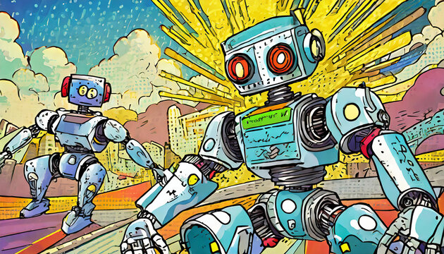 a robot, comic style of ai robot Artificial Intelligence